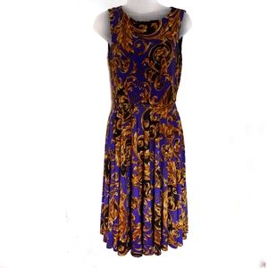 ISAAC MIZRAHI Sleeveless Aline Dress Gold Purple 4